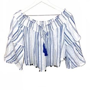 Surf Gypsy Blue and White Striped Top